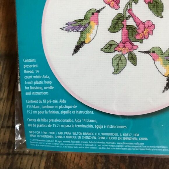 Dimensions 72407 humming bird duo floral counted cross stitch New - Picture 3 of 3